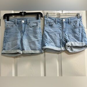 Lot of 2 Justice Girls Light Blue Denim Distressed Shorts - Size 12 - EUC